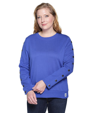 Dialysis Shirt Women’s Long Sleeve, Arm port accessable, PICC Line Accesses, Mid or Upper Arm AV Fistula, Infusions, Post Surgery Recovery, Royal Blue