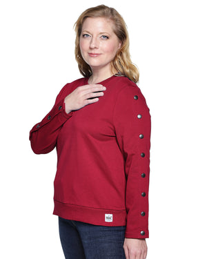 Dialysis Shirt for Women – Adaptive Arm Port Access Top for Chemotherapy, Infusions & Medical Treatments | Makes the Best Dialysis Patient Gift – Ruby Red