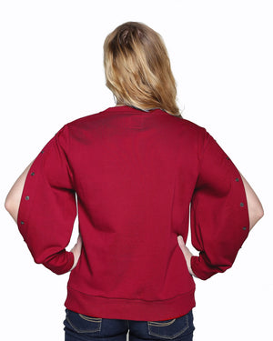 Dialysis Shirt For Women – Adaptive Arm Port Access Top For Chemotherapy & Infusions | Best Dialysis Patient Gift - Ruby Red