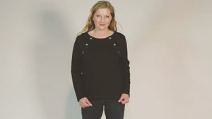 ADAPTIVE CHEMOTHERAPY SHIRT FOR WOMEN WITH CHEST PORT ACCESS – RUBY RED | BEST CHEMO & DIALYSIS PATIENT GIFT | WEAR 2 CONQUER EASY-ACCESS TOP FOR INFUSIONS, PICC LINE & MEDICAL TREATMENTS