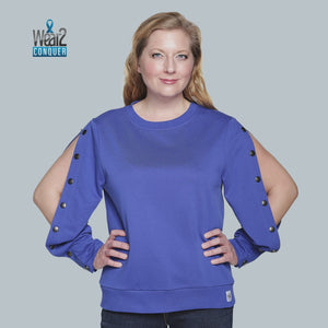 Dialysis Shirt for Women – Adaptive Arm Port Access Top for Chemotherapy, Infusions & Medical Treatments | Makes the Best Dialysis Patient Gift – Blue Bell