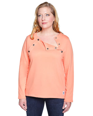 Long-Sleeve Chemo Shirt for Women, Easy Chest Port Access Makes a Perfect Chemo-Patient Gift Coral