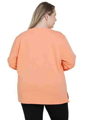 Long-Sleeve Chemo Plus Size Shirt for Women, with Easy Chest Port Access Makes a Perfect Chemo-Patient Gift Coral Back