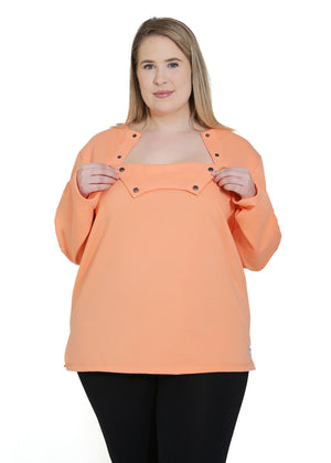 Long-Sleeve Chemo Plus Size Shirt for Women, with Easy Chest Port Access Makes a Perfect Chemo-Patient Gift