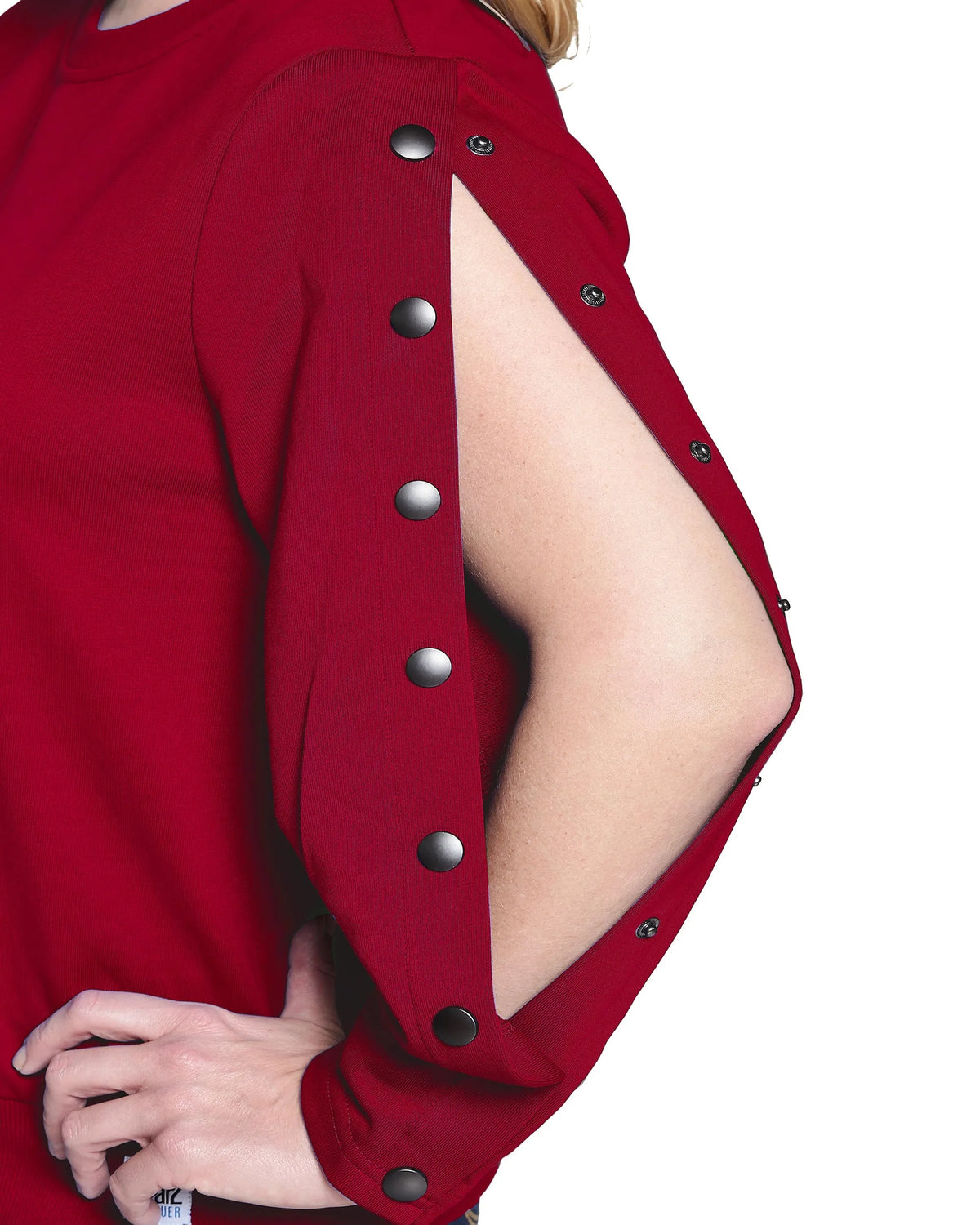 Dialysis Shirt For Women – Adaptive Arm Port Access Top For Chemotherapy & Infusions | Best Dialysis Patient Gift - Ruby Red