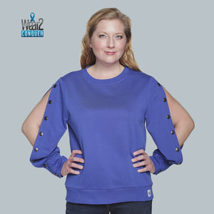 Long Sleeve Dialysis Shirts for Women with Easy Arm Port Access - Best Gift for Dialysis Patients Blue Bell